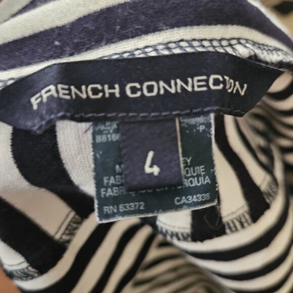French Connection Black and White Striped Pencil Mini Skirt Size 4 - Picture 3 of 5